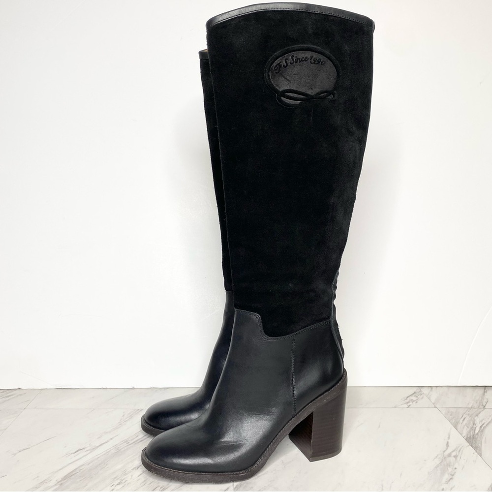 Franco Sarto Rivet Black Suede Leather Tall Boot 8 1/2 M